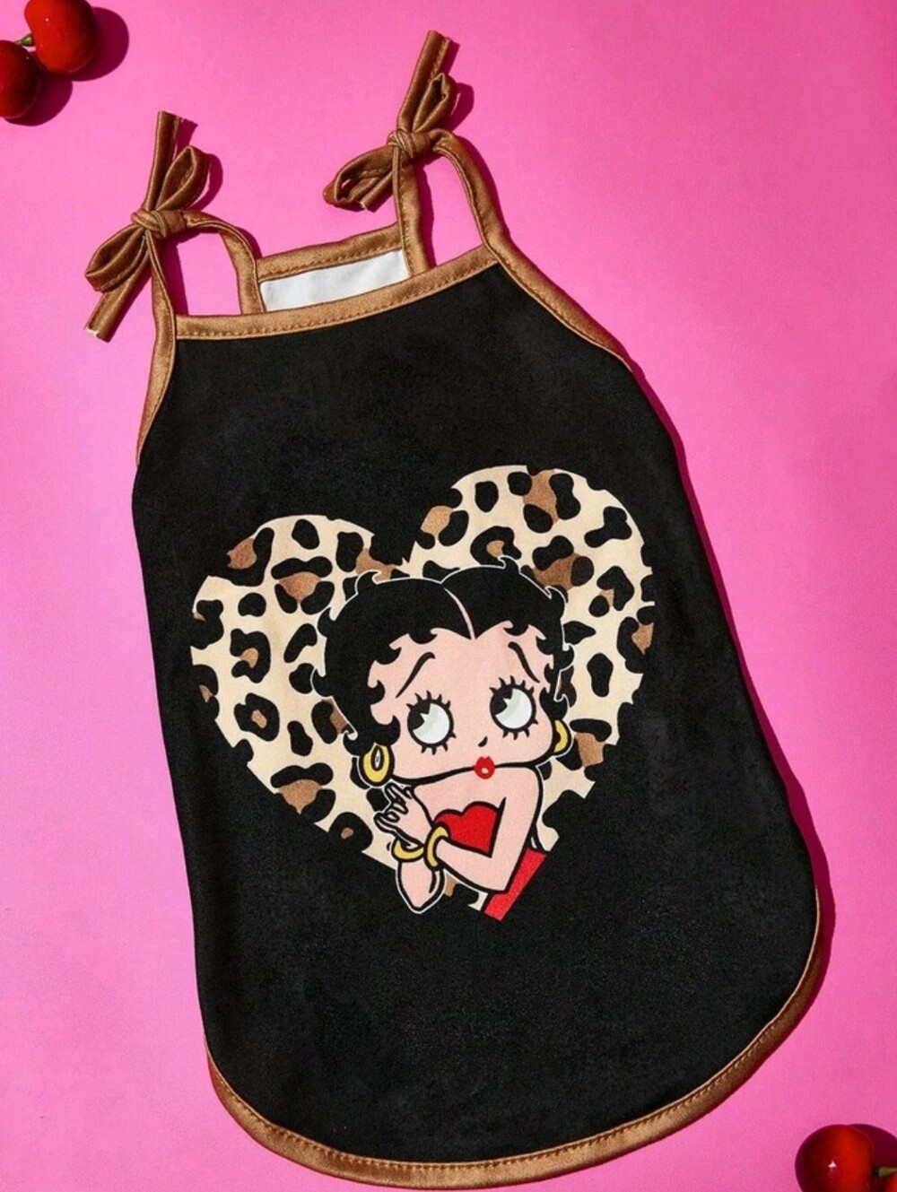 Betty Boop Black Tank with Leopard Heart Accent